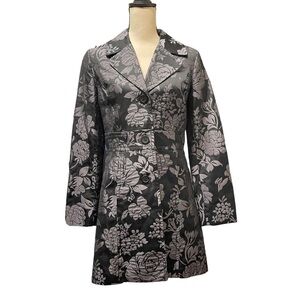 White House Black Market Black Rose Goth Dark Academia Jacket Coat Women's Small